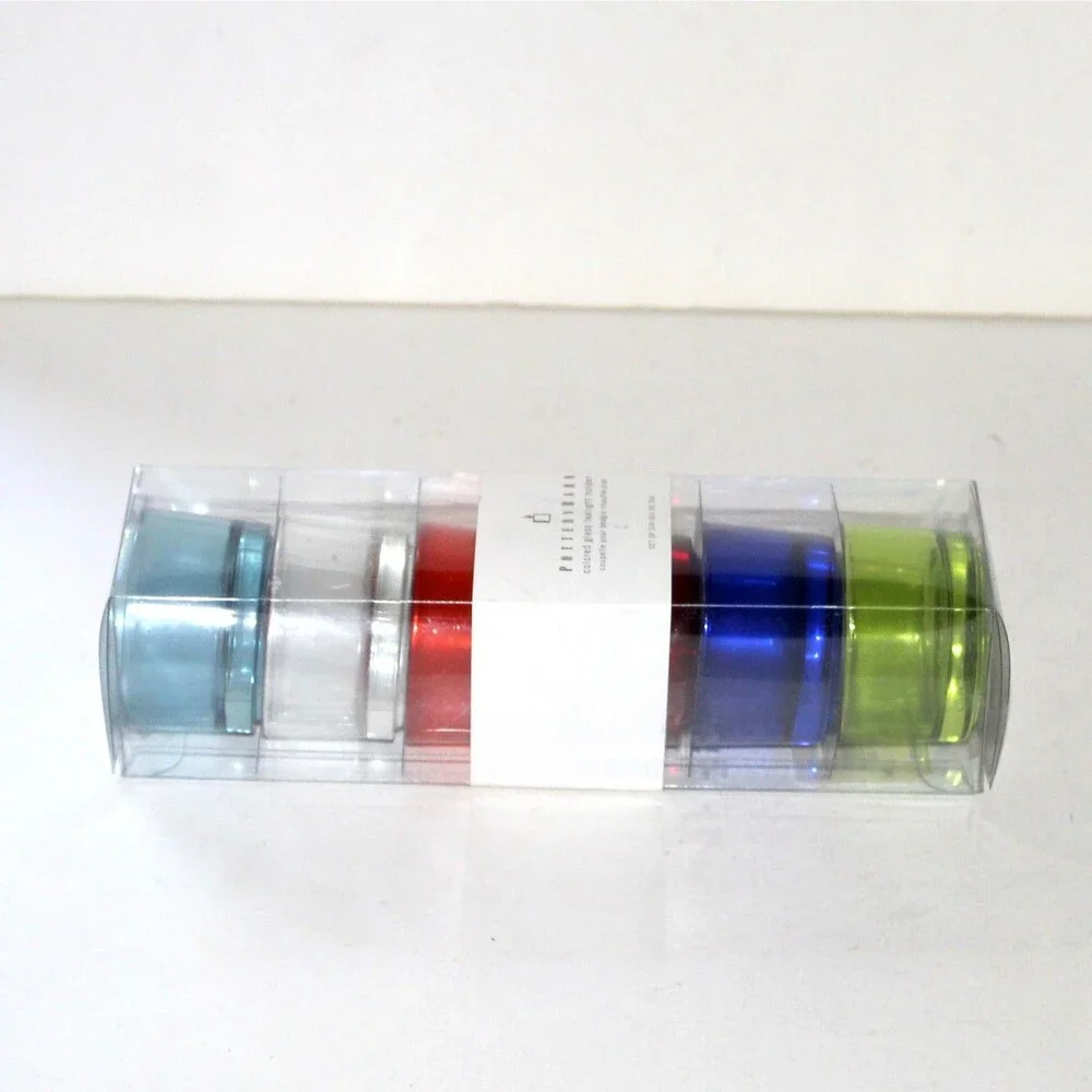 Pottery Barn colored glass tea light candle holder lot of 6 NEW